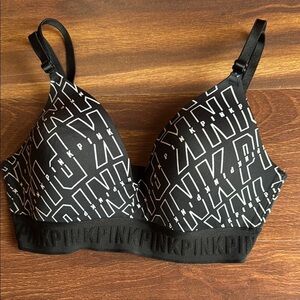 PINK Victoria's Secret Black Graphic Bra Size 32C